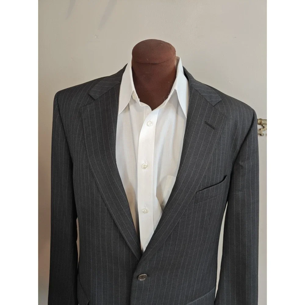 Brooks Brothers Mens 42L Gray Stripe 1818 Madison Sport Coat Made in USA Wool